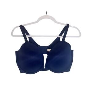 Victoria’s Secret Womens Push-Up Plunge Bra 38DDD Navy Blue Underwire Padded